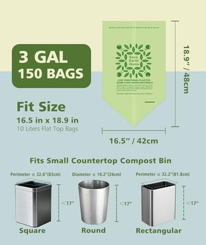 AYOTEE 150 Bags Compostable Trash Bags 3 Gallon Trash Bag, Compostable Bags
