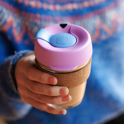 KeepCup Brew Cork, Reusable Glass Tumbler with Natural Cork, Grande Coffee Cup 16oz / 454ml - Moonlight