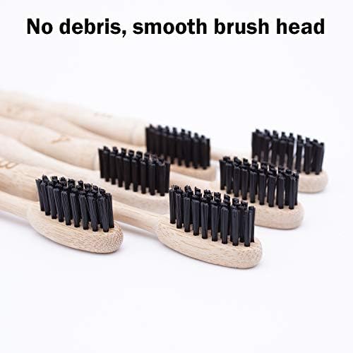 Virgin Forest Bamboo Toothbrushes 6pk, Vegan Charcoal Bristles Eco