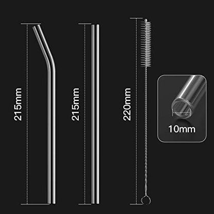 HeykirHome 8-Pack Reusable Glass Straw,Size 8.5''x10 MM,Including 4 Straight and 4 Bent with 2 Cleaning Brush- Perfect For Smoothies, Tea, Juice