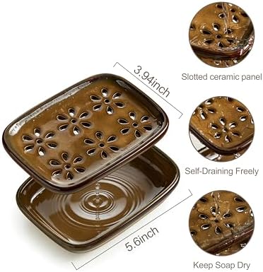 Miamolo Soap Dish with Draining, Bar Soap Holder Keeping Soap Bars Dry
