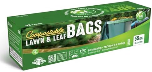 UNNI 50-55 Gallon Compostable Bags, 10 Count, 208 L, Extra Thick 1.38 Mil