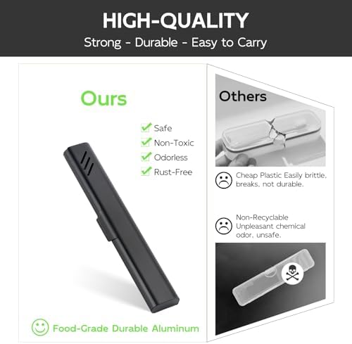 Travel Toothbrush Case, 2Pack Portable Toothbrush Holders, Durable Aluminum Toothbrush Storage Box, Small Breathable Manual Toothbrush Container for Traveling, Camping, Business Trip - Black