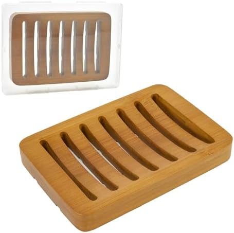 Curved Slotted Wood Soap Dish, 1 Pack, Warm Brown