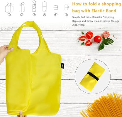 WFK Reusable Grocery Bags With Storage Box, Foldable Shopping Totes