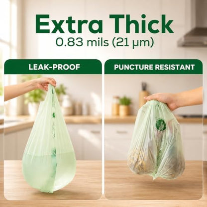 ANECO 4 Gallon Compostable Food Waste Bags with Handles, 30 Count