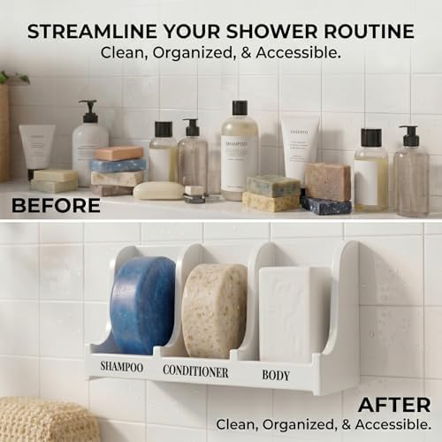 Soap Holder for Shower Wall, 3-Compartment Soap Dish [Patent Pending]