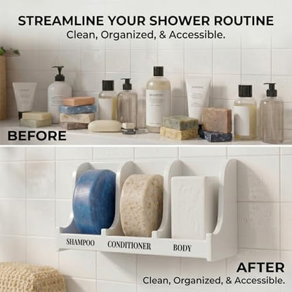 Soap Holder for Shower Wall, 3-Compartment Soap Dish [Patent Pending]