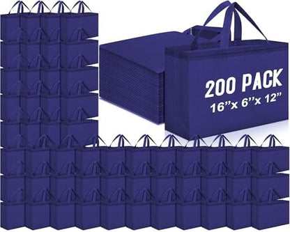 Windyun Reusable Grocery Bags Large Non Woven Shopping Bags with Handles Foldable Portable Tote, 16x6x12 Inch
