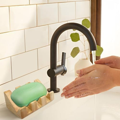 Jiozermi 2 Pcs Bamboo Soap Dish,Sloped