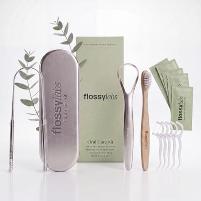 Travel Dental Kit with Tongue Scraper Bamboo Toothbrush