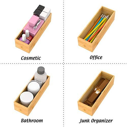 Bamboo Kitchen Drawer Organizer 9"x 3", Storage Box for Utensil Organizer