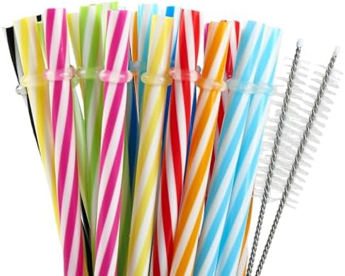 25 Pack 10.5" Plastic Reusable Replacement Drinking Straws