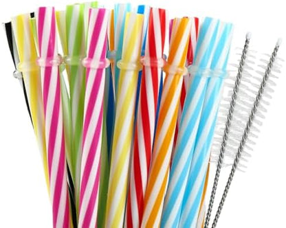 25 Pack 10.5" Plastic Reusable Replacement Drinking Straws
