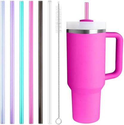 Replacement Straw Compatible with Stanley Quencher 40 oz,30 oz Tumbler, 12 inch Extra Long Reusable Straws Plastic For 40 Oz Cup,Multicolor 16-6 Pack