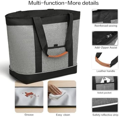 Insulated Cooler Bag Reusable Grocery Tote Bags Transport Large Lunch Box for Women