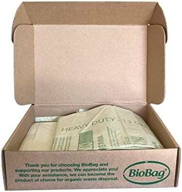13 Gallon Tall Compostable Thick Trash Bags by BioBag, 30 Count, BPI Certified, Meets ASTM D6400 Standards, Made in USA, Strong Kitchen Bin Liners