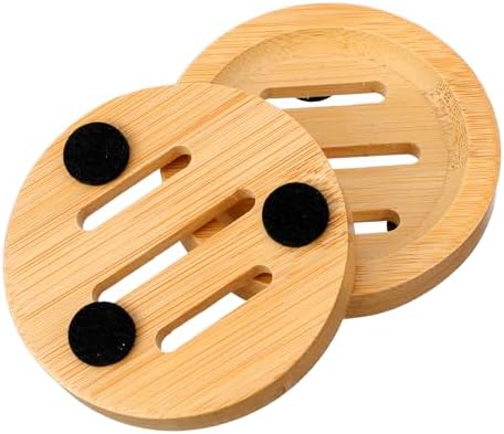 20 Pcs Round Bamboo Soap Dishes, Round Wooden Soaps Tray Soap Holder, Shampoo Bar Holders Bar Soaps Holder for Bathroom, Kitchen