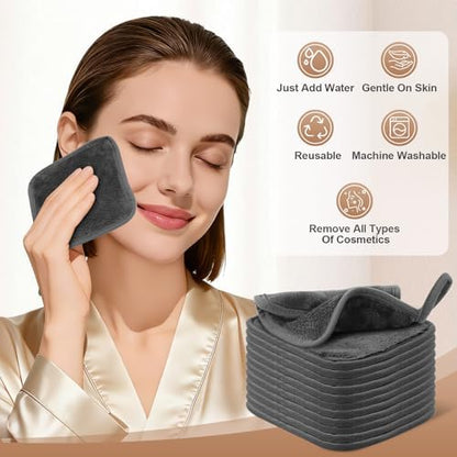 Microfiber Makeup Remover Cloth, 6 x 6 Inch, 12 Pack, Grey