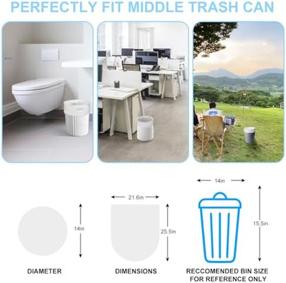 Medium Garbage Bags 8 Gallon / 30 Liters Trash Bags for Office, Kitchen, Camping, 80 Count, Clear White