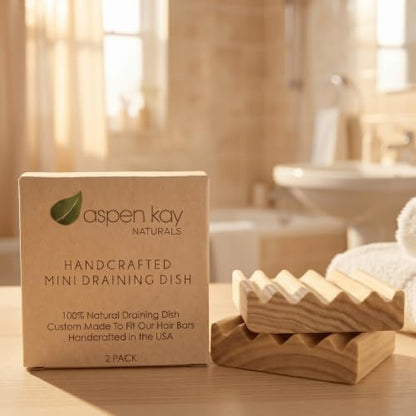 Wooden Shampoo Bar Holder Dish, Soap Saver Tray with Drainage (2 Pack)