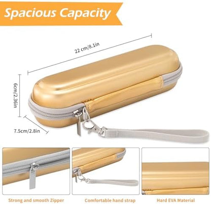 Toothbrush Travel Case for Oral B/Oral-B Pro 1000 1500 5000 7000 & Philips Sonicare 4100 1100 5300 5100 6100/iO Electric Toothbrush, Hard Protective Storage Bag (Dazzling Gold with toothbrush cap)