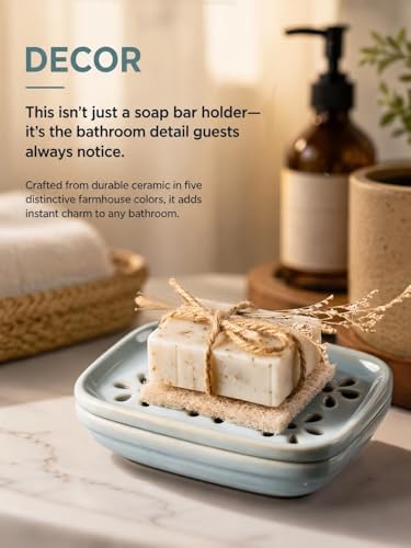 Miamolo Soap Dish for Shower with Drainage 2-Tier Bar Soap Holder Mess-Free