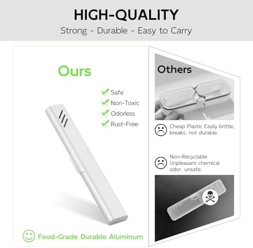 Travel Toothbrush Case, 2Pack Portable Toothbrush Holders, Durable Aluminum Toothbrush Storage Box, Small Breathable Manual Toothbrush Container for Traveling, Camping, Business Trip - Sliver
