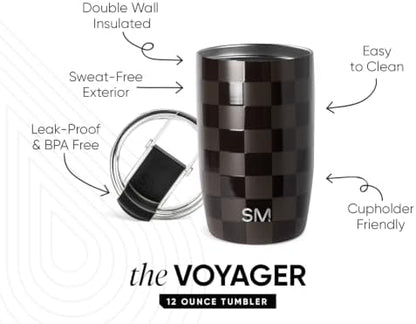 Simple Modern Travel Coffee Mug with Lid | 12oz | Checkered