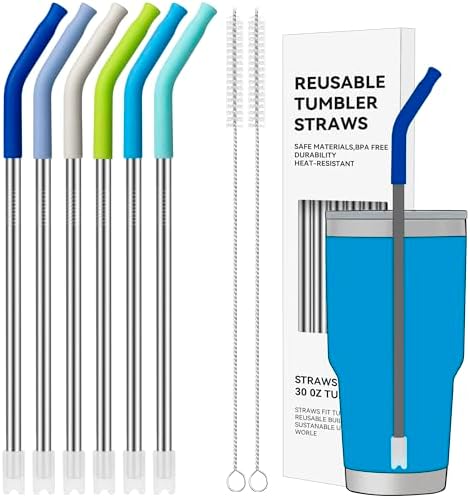 30 oz Straight Metal Straws with Silicone Tip for 30 oz Tumbler