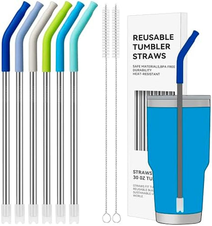 30 oz Straight Metal Straws with Silicone Tip for 30 oz Tumbler
