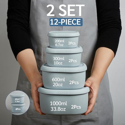 ISSEVE 12Pcs/Set Nesting Silicone Food Storage Containers with Lids