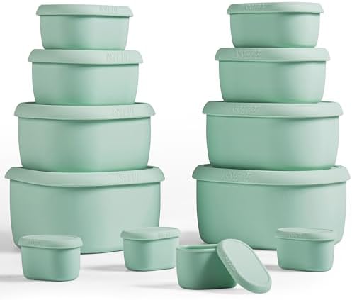 ISSEVE 12Pcs/Set Nesting Silicone Food Storage Containers with Lids