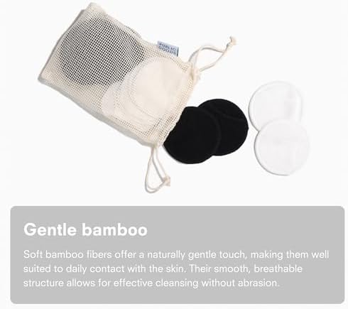 Public Goods Reusable Bamboo Cleansing Rounds | 14 Count Makeup Remover Pads with Cotton Mesh Wash Bag | Alternative to Disposable Cotton Rounds | Gentle, Machine Washable, Vegan Skincare Essential