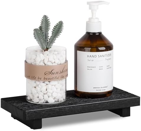 Bathroom Tray Farmhouse Decor Kitchen Soap Holder, 10" * 4.5" Black