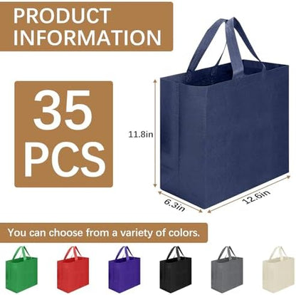 Reusable Grocery Bags 12.6 * 6.3 * 11.8 in - Non Woven Totes Bag with Reinforced Handles, Shopping Bags Bulk