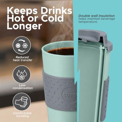 Copco Acadia Travel Mug, 16 Oz - Aqua & Mint/Aqua & Grey, Set of 4