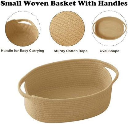 Woven Rope Basket - Baby Gift Basket with Bag & Ribbon