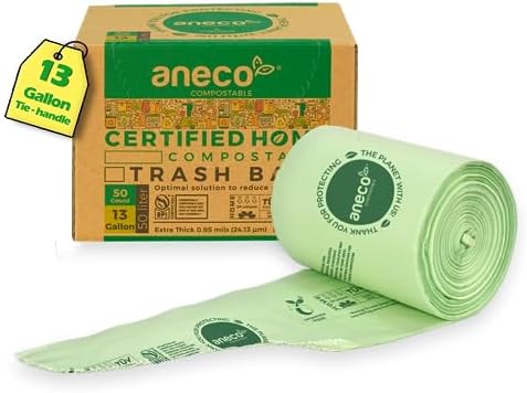 ANECO Compostable Food Waste Bags 13 Gallon, 50 Count