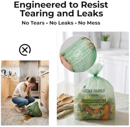 2.6 Gallon Compost Bags for Kitchen Countertop Bin, Compostable, 50 Count