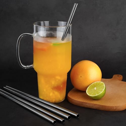 Tomorotec 8PCS Stainless Steel Straws Fit for 40oz Stanley Tumblers, Black