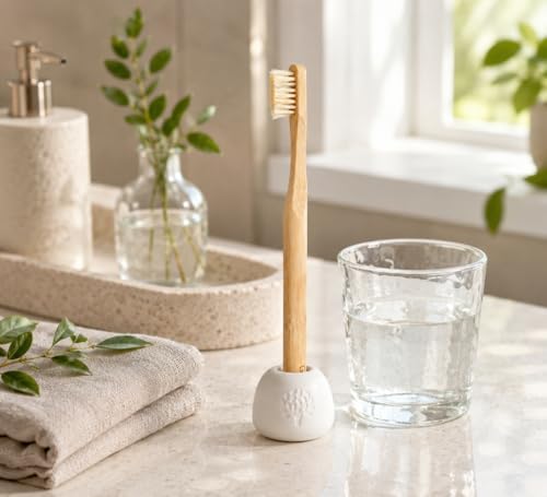Gaia Guy Boar Bristle Bamboo Toothbrushes – 6 Pack Adult Toothbrush Set – No Nylon, Plastic-Free Natural Bristles, Bamboo Handle, Made from Natural Materials, Eco-Friendly Oral Care