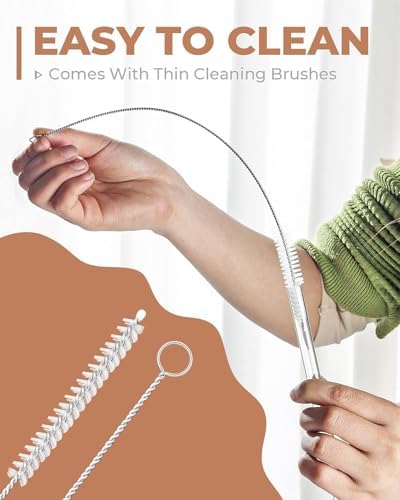 Foogwee® 20 Packs Reusable Glass Straws Set, 9'' x 12mm Clear Drinking Straws for Smoothies, Shakes, Coffee, Juice, Sodas, Milk, Tea, Cocktails, Set of 8 Straight and 8 Bent with 4 Cleaning Brushes
