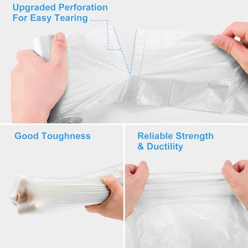 Inwaysin 1.2 Gallon 200 Pcs Small Trash Bags Bathroom Garbage Bags, Clear White Office Waste Basket Liners Compost Bags for Kitchen, Office, Pet Litter, Car, 5-6 Liter