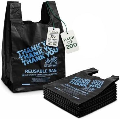Thank You Plastic Grocery Bags 12"x7"x22" Heavy Duty 2.25 Mil
