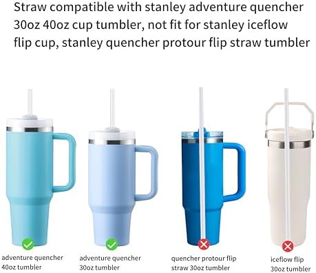 Replacement Straw Compatible with Stanley Quencher 40 oz,30 oz Tumbler, 12 inch Extra Long Reusable Straws Plastic For 40 Oz Cup,6 Pack