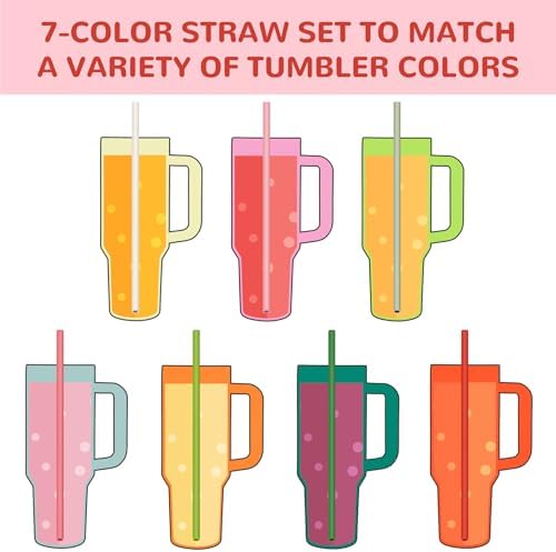 Tomorotec 15PCS Silicone Drinking Straws Fit for Stanley 40oz 30oz Tumbler