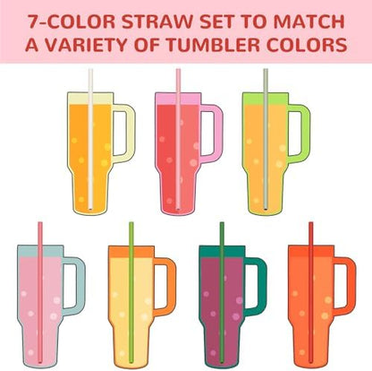 Tomorotec 15PCS Silicone Drinking Straws Fit for Stanley 40oz 30oz Tumbler