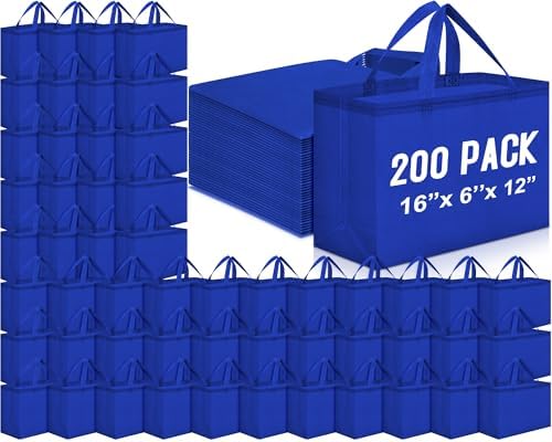 Windyun Reusable Grocery Bags Large Non Woven Shopping Bags with Handles Foldable Portable Tote, 16x6x12 Inch