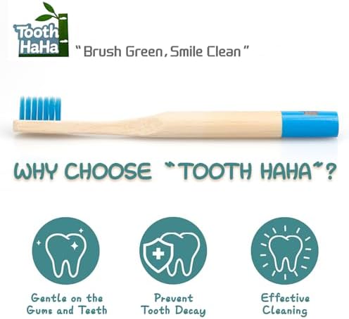 Kids Bamboo Toothbrushes, BPA-Free Soft Bristles, Eco-Friendly Natural Wooden Toddler Toothbrush, 6-Pack Travel Toothbrushes Set for Children